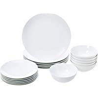 Los mejores  - AmazonBasics - Vajilla de 18 piezas- Porcelana blanca con relieve- 6 servicios